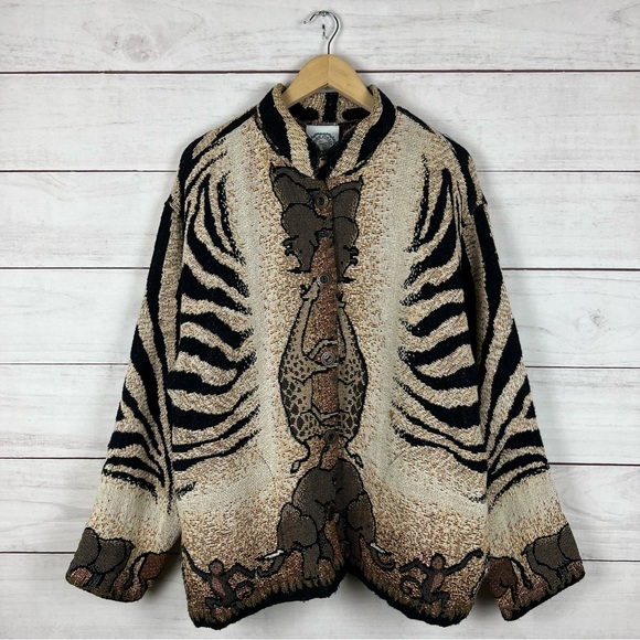 Vintage Sugar Street Weavers Nature Animals Button Jacket Large - Picture 1 of 8